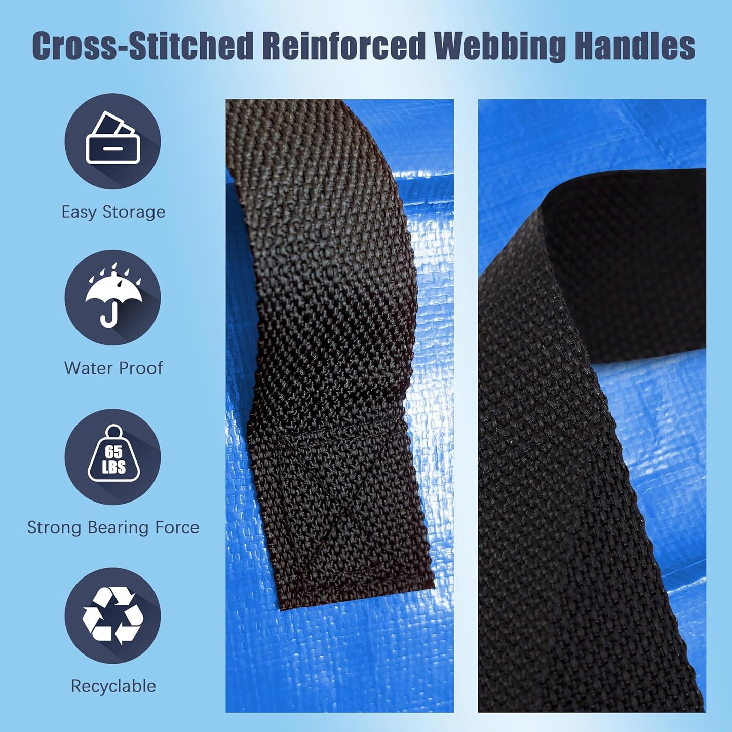 12 Pack Large Strong Moving Bags with Zippers & Carrying Handles - Water-Resistant - Heavy Duty Storage Tote for Space Saving, Fold Flat, Alternative to Moving Box (Multicolored)