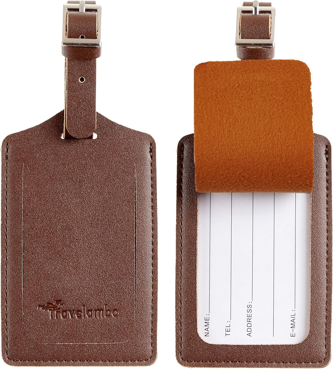 8 Pack Leather Luggage Travel Bag Tags by Travelambo