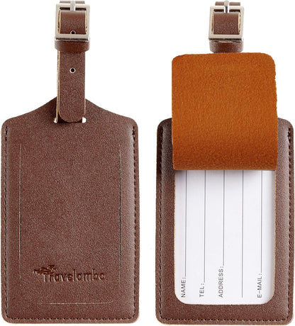 8 Pack Leather Luggage Travel Bag Tags by Travelambo
