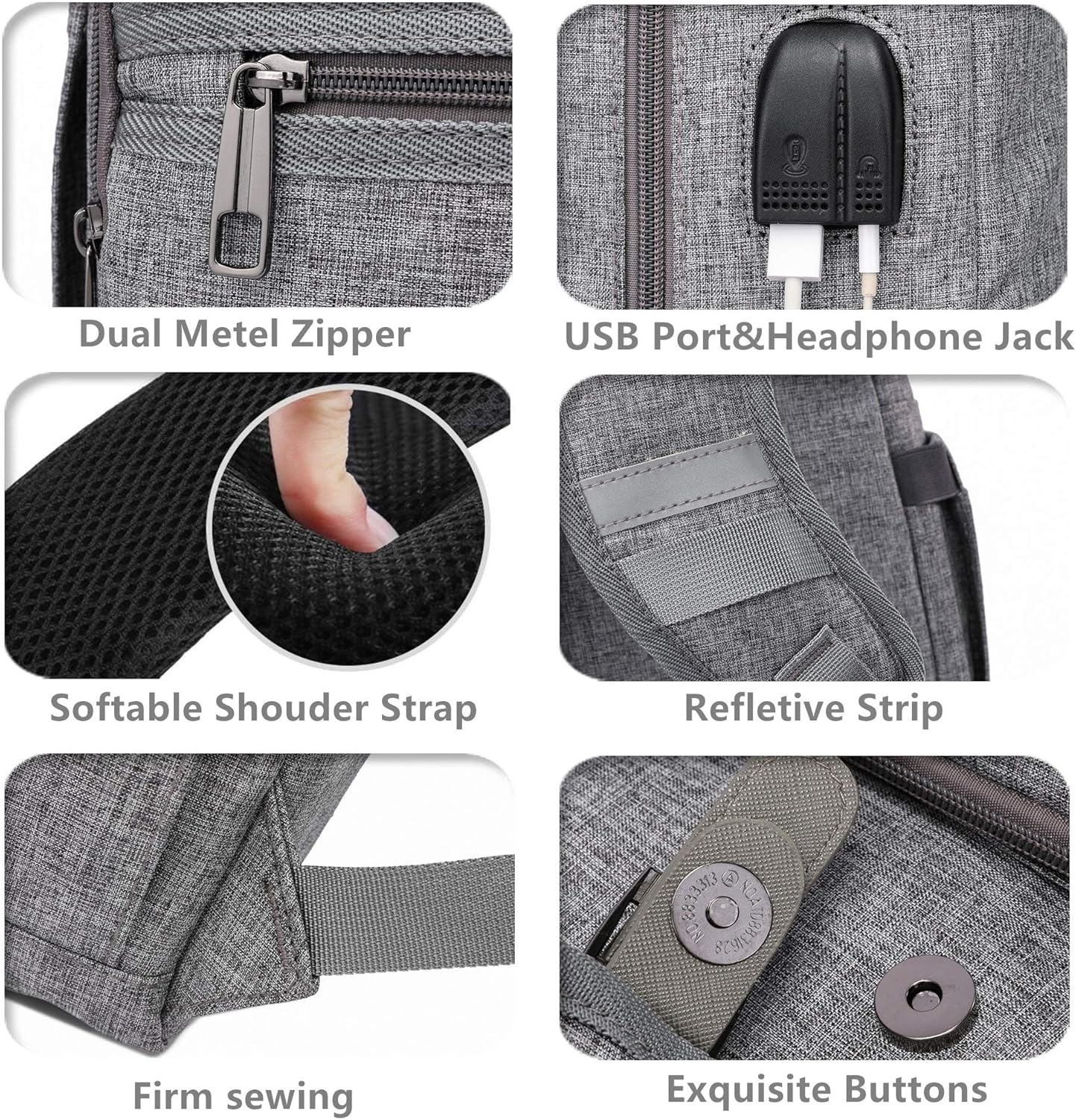 HFSX Laptop Backpack Men Women Vintage Backpack Bookbag College Backpacks Stylish Backpack Grey Fits 15.6 Inch Laptop