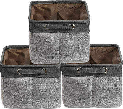 Simple Houseware 14.4" x 10" Fabric Storage Bin with Handles, 3-Pack, Foldable Organizer for Closet and Shelf, Dark Gray