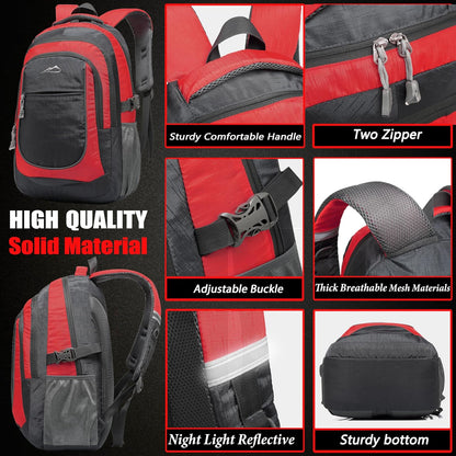 ProEtrade Extra Large Backpack Bookbag for College Travel Laptop Business Hiking Backpack Fit Laptop Up to 17 Inch Sturdy Multi Compartment Gifts for Men Women Night Light Reflective (Light Red)
