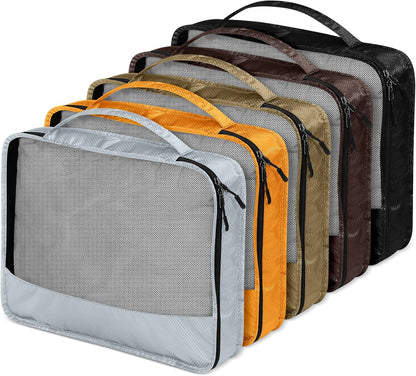 5 Pcs Packing Cubes for Suitcase Large Travel Cubes Carry on Luggage Organizer Bags for Clothes Accessories(L,Apricot)