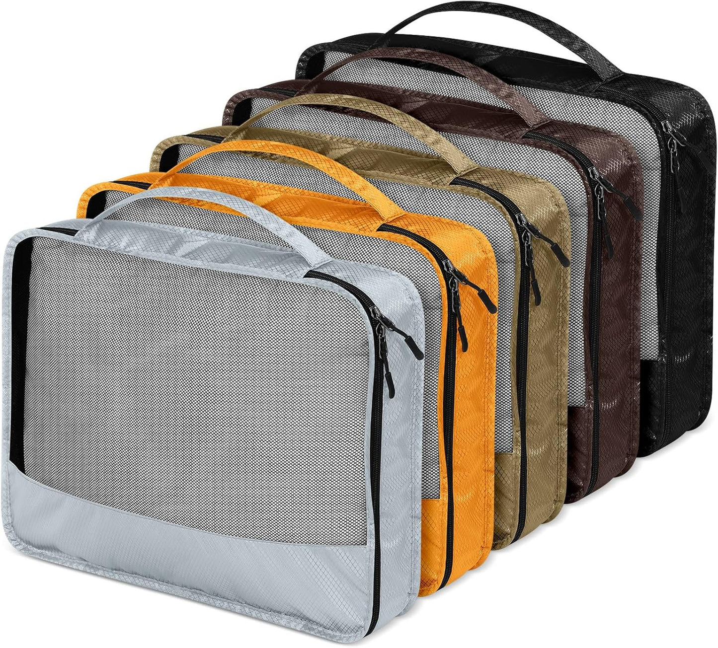 5 Pcs Packing Cubes for Suitcase Large Travel Cubes Carry on Luggage Organizer Bags for Clothes Accessories(S,Apricot)