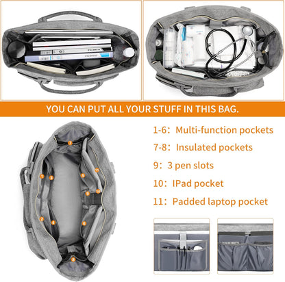 Laptop Tote Bag, Middle Size Computer Messenger Teacher Bag with 15.6'' Padded Laptop Sleeve