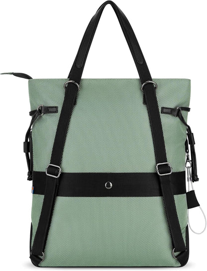 Sherpani Tempest, Anti Theft Convertible Backpack Tote, 14L Travel Backpack, Travel Gifts for Women, Handbags, RFID Protection, Metal Hardware, Fits 15” Laptop (No Sleeve) (Aloe Mist)