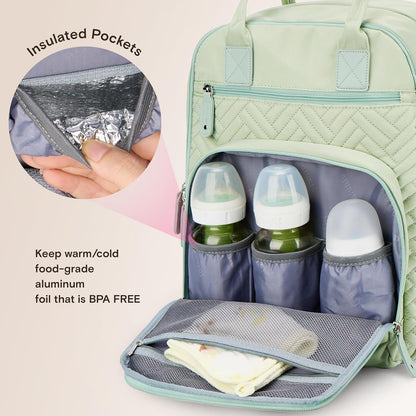 iniuniu Diaper Bag Backpack, 4 in 1 kit Large Unisex Baby Bags for Boys Girls, Waterproof Travel Back Pack with Diaper Pouch