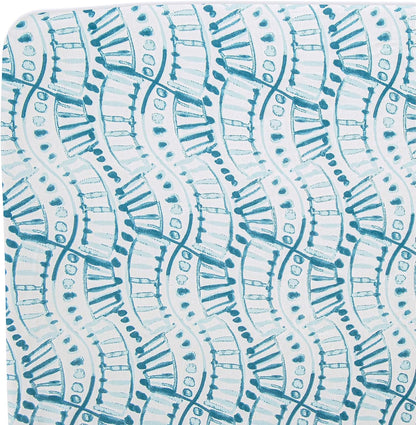 Crane Baby Soft Cotton Crib Mattress Sheet, Fitted Sheet for Cribs and Toddler Beds, Indigo Blue, 28”w x 52”h x 9”d