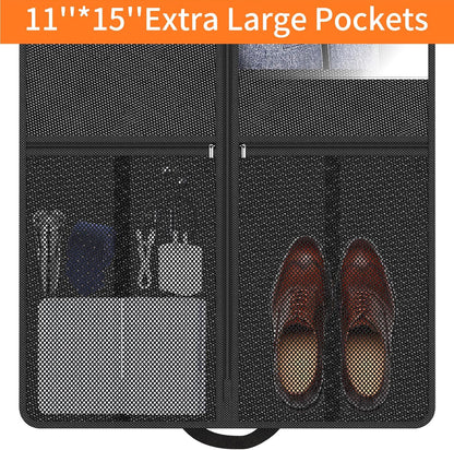 Travel Garment Bag Suits Clothes : 43 Inch 5 Packs Lightweight Breathable Zippered Black Fabric - Clothes Carry Short Men - Wardrobe Carry Coat Jacket Uniform Tuxedo Shirt