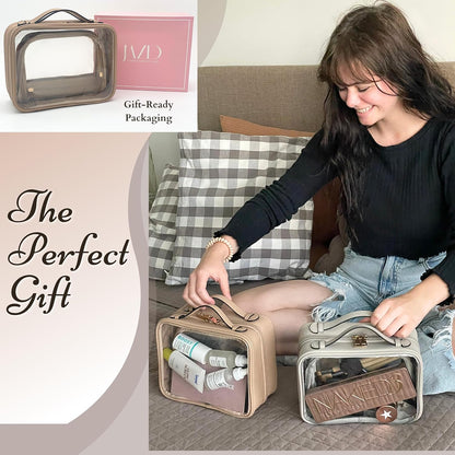 JAZD Clear Makeup Bag Toiletry Bag for Women Cosmetic Case Large Capacity Travel Make Up Bag Organizer Transparent Storage Compartment TSA Approved