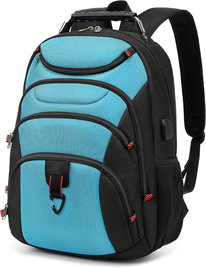 Boavan Laptop Backpack for men, 15.6 inch Laptop Bag with USB Port, Waterproof Travel Work Backpack Purse, Anti-Theft Teacher Nurse Doctor Casual Bookbags Office Business backpack，Sky Blue/Black