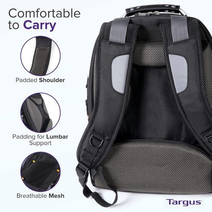 Targus Drifter II Laptop Backpack, Black/Gray – Backpack for Men for Business and Travel, Durable Water-Resistant Material, Fits up to 17" Laptops (TSB239US)