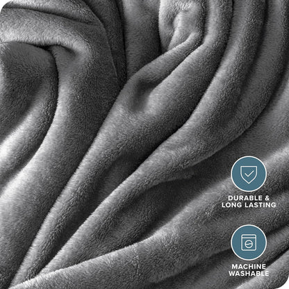 Bare Home Fleece Blanket - Baby Size - Ultra-Soft Lightweight for Bed, Sofa, and Couch - Luxury Microplush - Cozy Warm Blanket (Baby, Grey)