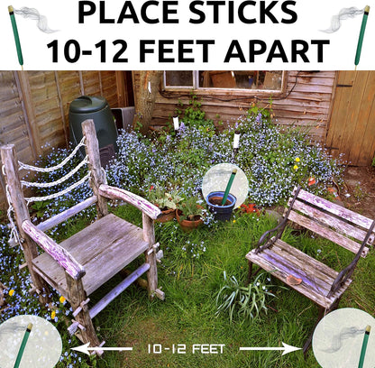 W4W Mosquito Repellent Sticks Extra-Thick - Outdoor Use Reaches Up to 10-12 feet - Each Stick Burns for hours - (3 Pack Contains 15 Repellents )