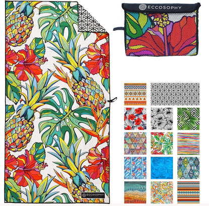 ECCOSOPHY Microfiber Beach Towel - Sand Free Towels are Quick Dry, Light Weight, Super Absorbent - Perfect Pool, Travel, Cruise, Camping Essentials - Oversized Extra Large for Adults 71x35 in