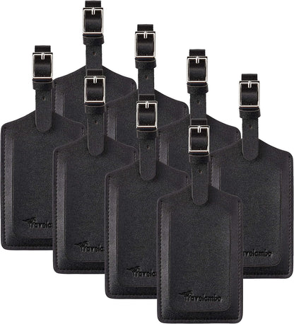 8 Pack Leather Luggage Travel Bag Tags by Travelambo