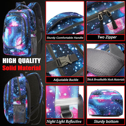 ProEtrade Galaxy Backpack Bookbag for College Sturdy Travel Business Hiking Fit Laptop Up to 15.6 Inch Multi Compartment Gifts for Men Women Night Light Reflective (Galaxy)