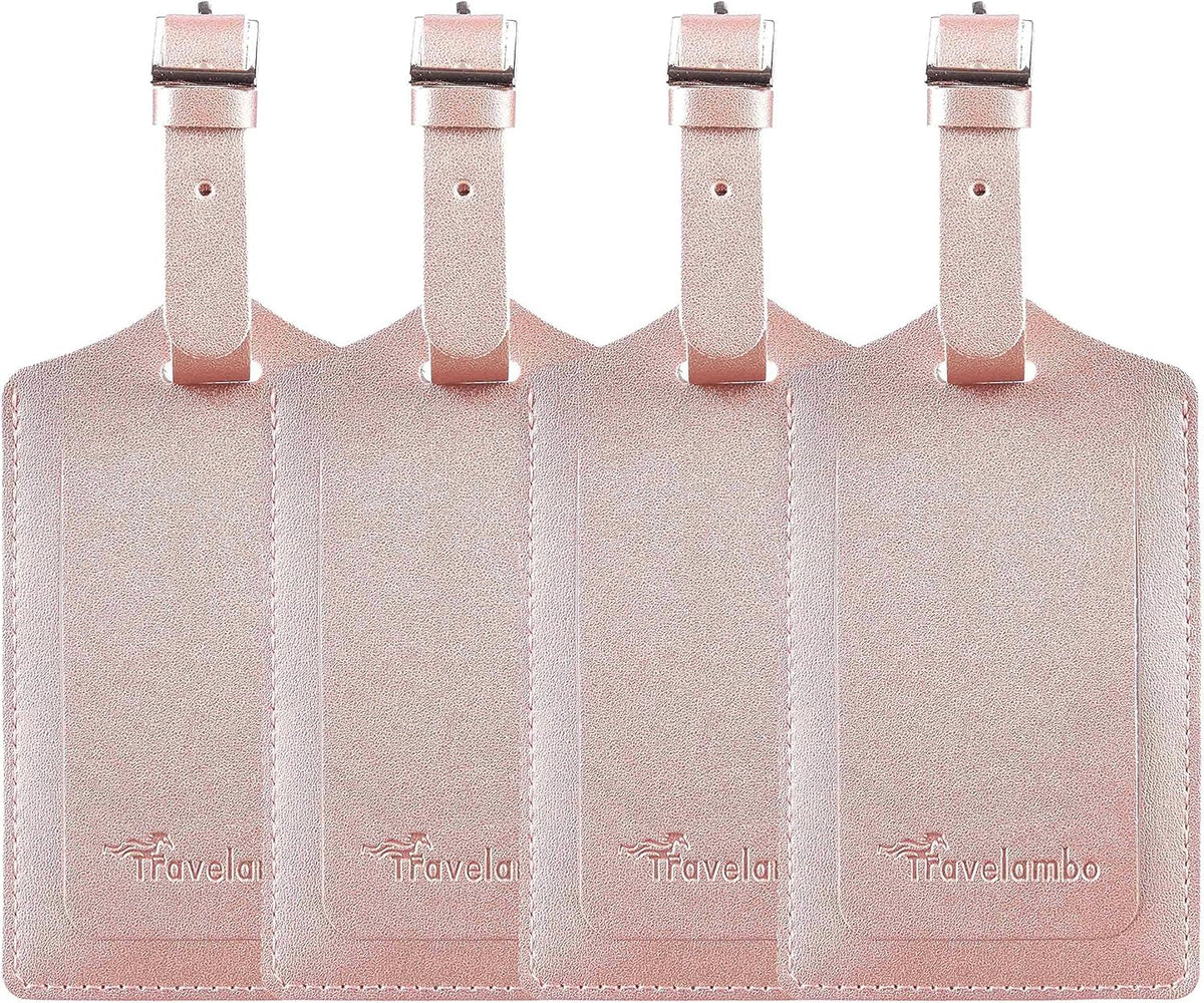 Travelambo Luggage Tags for Suitcases PU Leather Travel Tags Bag Tags Privacy Protection Travel Essentials