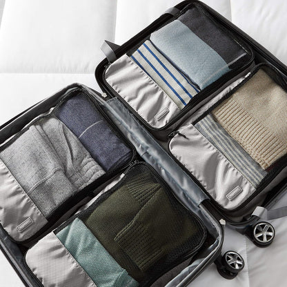 Amazon Basics 4 Piece Packing Cubes with Double Zipper and Mesh Top, Travel Organizer Set, Medium, Gray