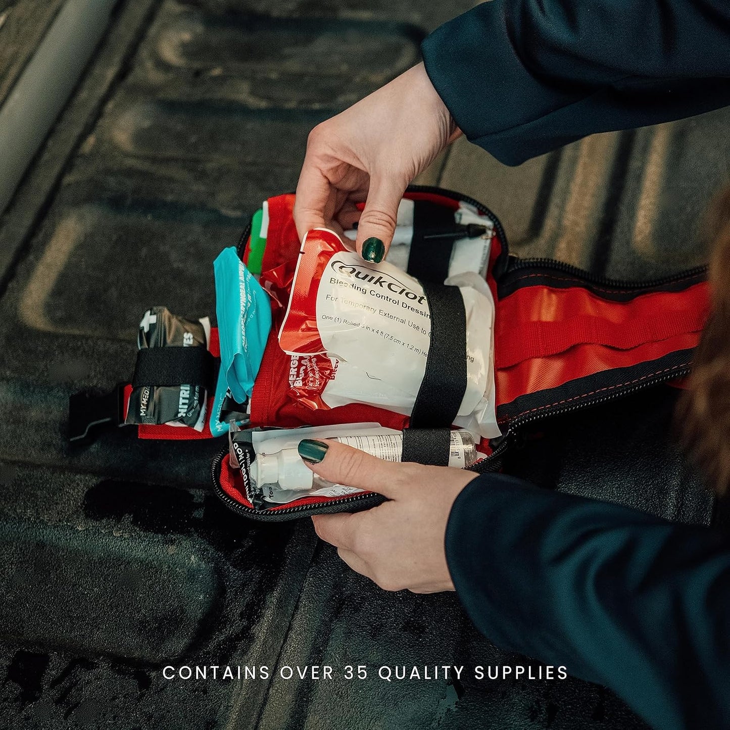 My Medic - TFAK - Ifak Trauma Kit with Tourniquet - HSA/FSA Approved - Over 35 Essential Life Saving First Aid Items for Car or Travel - Black