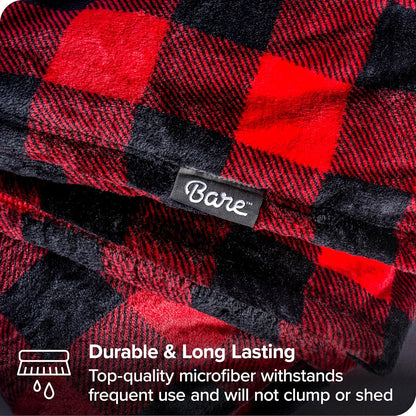 Bare Home Fleece Blanket - Full/Queen - Ultra-Soft Lightweight for Bed, Sofa, and Couch - Luxury Microplush - Cozy Warm Blanket (Full/Queen, Buffalo Plaid - Red/Black)