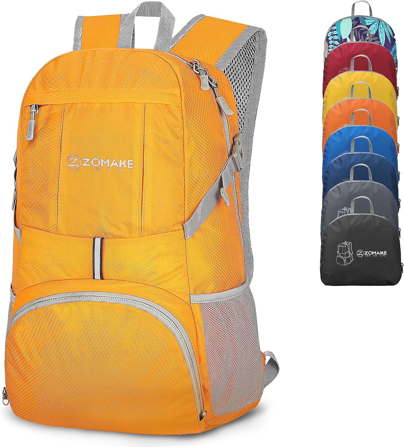ZOMAKE Lightweight Packable Backpack 35L, Light Foldable Backpacks Water Resistant Collapsible Hiking Bag, Compact Folding Day Pack for Travel Camping(Yellow)