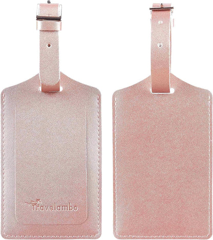 Travelambo Luggage Tags for Suitcases PU Leather Travel Tags Bag Tags Privacy Protection Travel Essentials