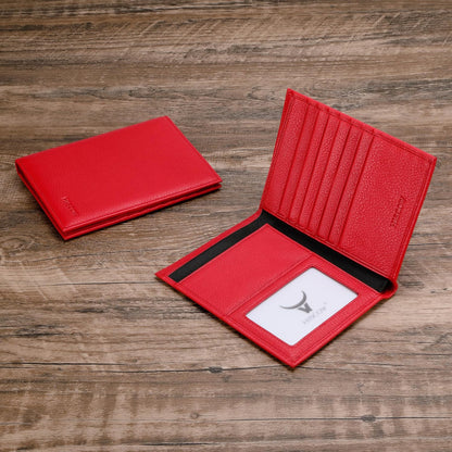 HISCOW Italian Leather Passport Holder for Travel - RFID Blocking Wallet Cover with Secure Organizer for Men & Women, US & Foreign Trips, Red