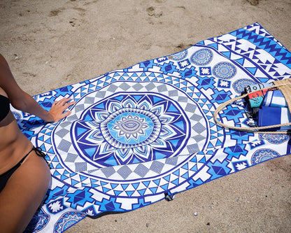 Elite Trend Microfiber Beach Towel for Adults with Bag - Extra Large 78x35 inch Lightweight Sand Free Quick Dry Towel for Travel, Swimming, Yoga, Camping (Blue Angel)