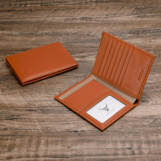 HISCOW Italian Leather Passport Holder for Travel - RFID Blocking Wallet Cover with Secure Organizer for Men & Women, US & Foreign Trips, Tan