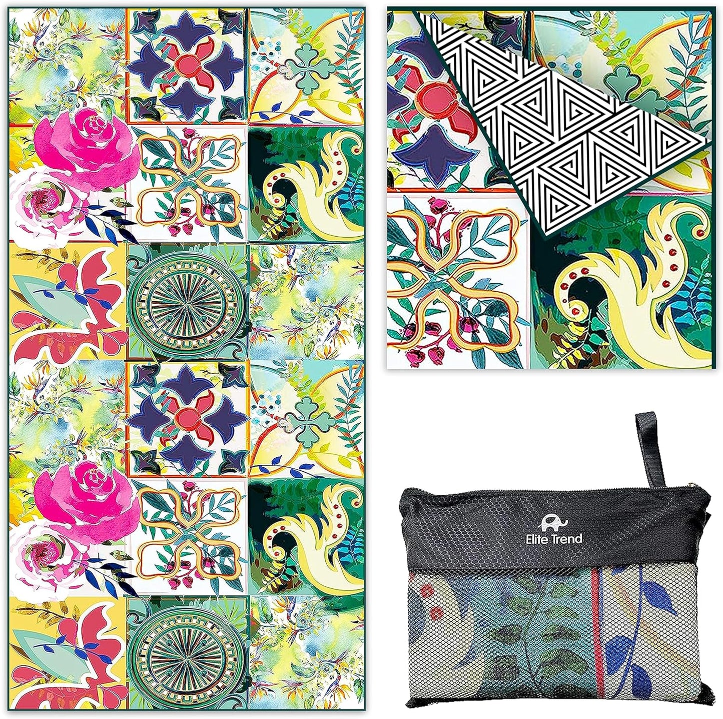 Quick Dry Towel Extra Large Waffle 78x35 Inch - Microfiber Beach Towel - Perfect for Beach, Travel, Swimming, Pool, Yoga, Hiking, Camping - Lightweight, Fast Drying, Compact for Adults (Blossom)