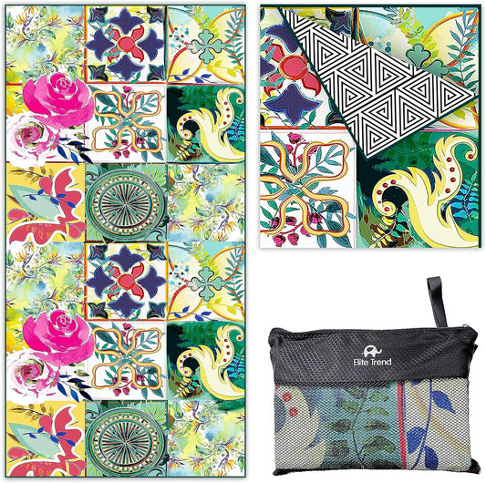 Quick Dry Towel Extra Large Waffle 78x35 Inch - Microfiber Beach Towel - Perfect for Beach, Travel, Swimming, Pool, Yoga, Hiking, Camping - Lightweight, Fast Drying, Compact for Adults (Blossom)