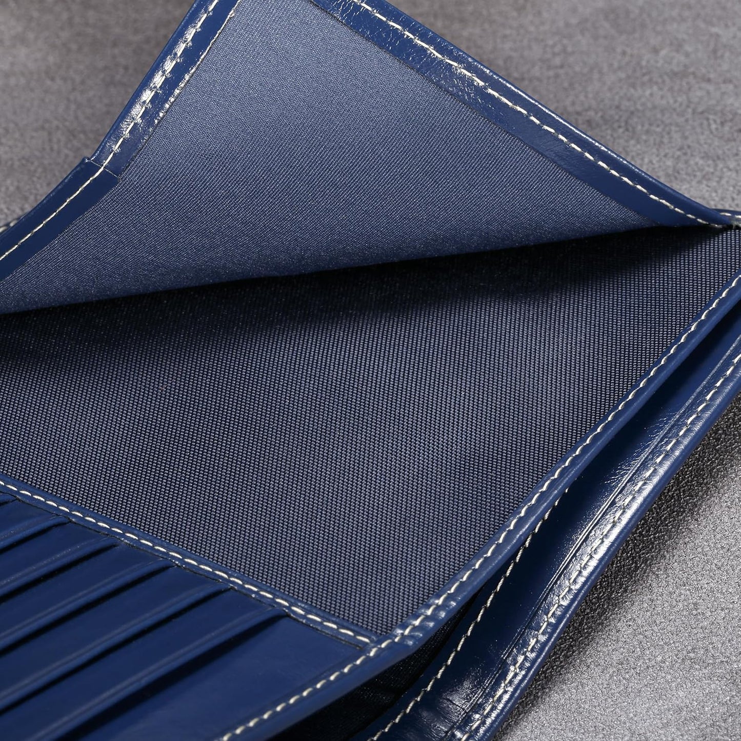 HISCOW Italian Leather Passport Holder for Travel - RFID Blocking Wallet Cover with Secure Organizer for Men & Women, US & Foreign Trips, Antiqued Blue