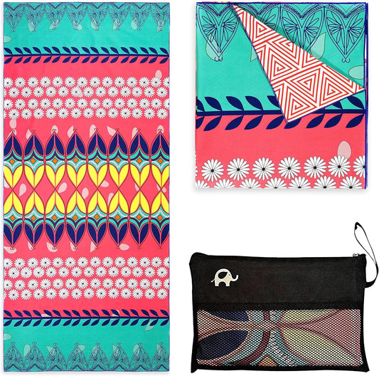 Quick Dry Towel Extra Large 78x35 Inch - Microfiber Beach Towel - Perfect for Beach, Travel, Swimming, Pool, Yoga, Hiking, Camping - Lightweight, Fast Drying, Compact for Adults (Bohemian)