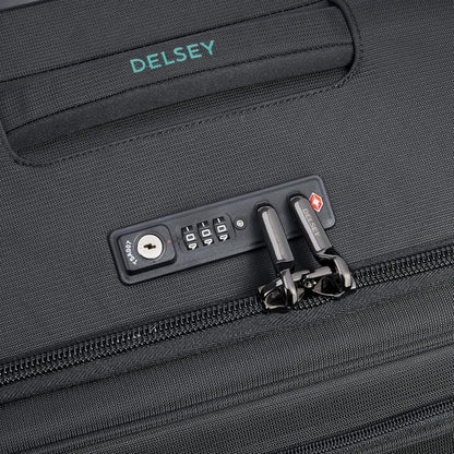 DELSEY PARIS Helium DLX Softside Expandable Luggage with Spinner Wheels, Black, Checked-Medium 25 Inch