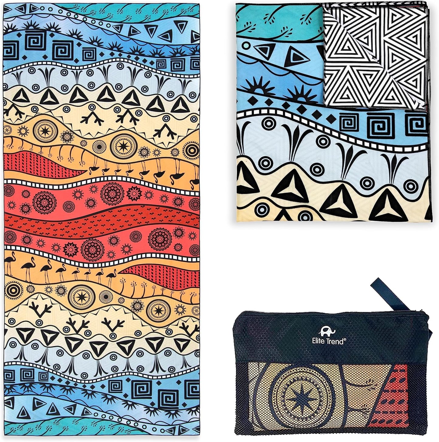 Quick Dry Towel Extra Large 78x35 Inch - Microfiber Beach Towel - Perfect for Beach, Travel, Swimming, Pool, Yoga, Hiking, Camping - Lightweight, Fast Drying, Compact for Adults (The Wild)