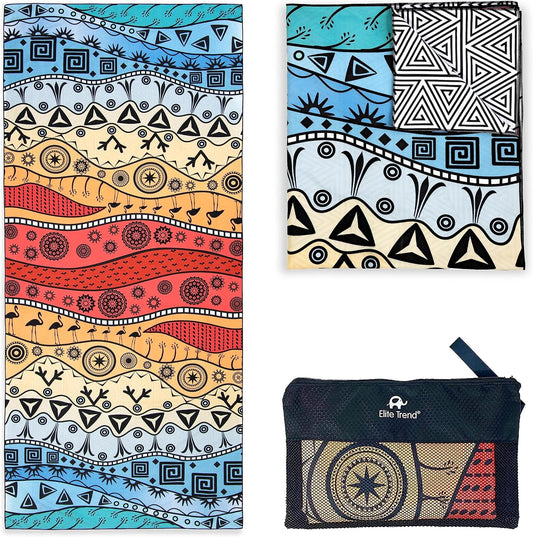 Quick Dry Towel Extra Large 78x35 Inch - Microfiber Beach Towel - Perfect for Beach, Travel, Swimming, Pool, Yoga, Hiking, Camping - Lightweight, Fast Drying, Compact for Adults (The Wild)