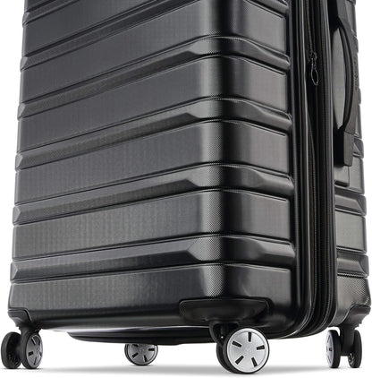 Samsonite Omni 2 24-Inch Medium Checked Hardside Luggage with 360° Spinner Wheels - Scratch Resistant Hardshell - TSA Lock - Expandable Polycarbonate Shell for Lightweight Travel - Midnight Black
