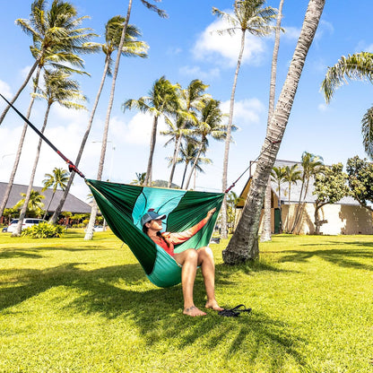 Grand Trunk ROVR Hanging Hammock Chair – Superlight & Packable with 10’ Suspension Straps, Durable Parachute Nylon for Camping, Backyard, & Travel – Navy/Ocean Blue