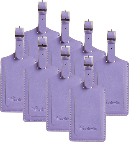 8 Pack Leather Luggage Travel Bag Tags by Travelambo