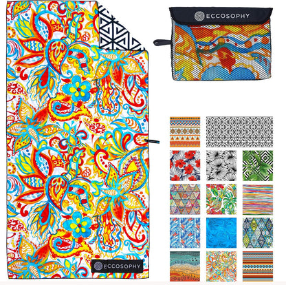 ECCOSOPHY Microfiber Beach Towel - Sand Free Towels are Quick Dry, Light Weight, Super Absorbent - Perfect Pool, Travel, Cruise, Camping Essentials - Oversized Extra Large for Adults 71x35 in