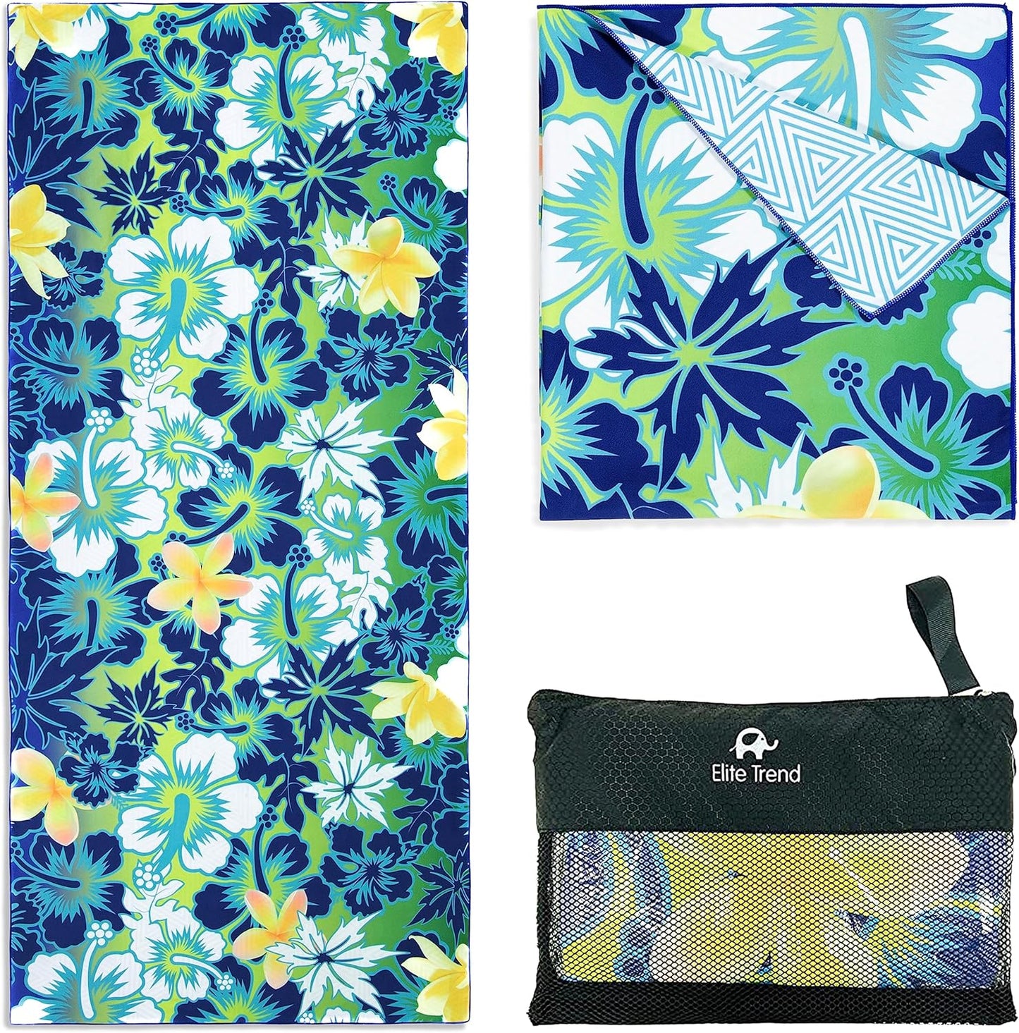 Elite Trend Microfiber Beach Towel for Adults with Bag - Extra Large 78x35 inch Lightweight Sand Free Quick Dry Towel for Travel, Swimming, Yoga, Camping