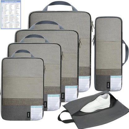 BAGAIL 6 Set/4 Set Lightweight Compression Packing Cubes for Travel, Anti-Tearing Expandable Organizer Bags for Suitcase