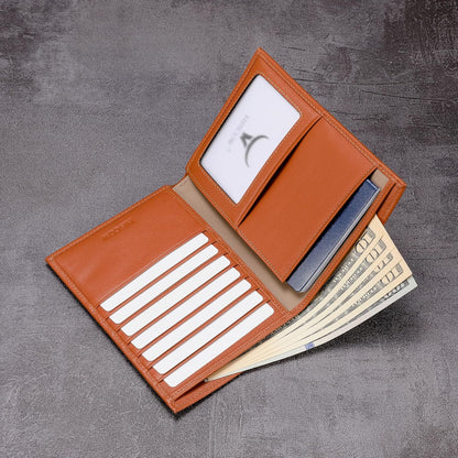 HISCOW Italian Leather Passport Holder for Travel - RFID Blocking Wallet Cover with Secure Organizer for Men & Women, US & Foreign Trips, Tan