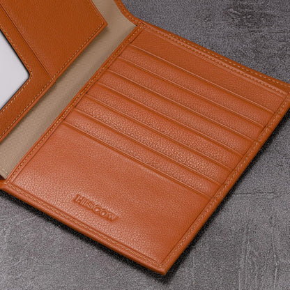 HISCOW Italian Leather Passport Holder for Travel - RFID Blocking Wallet Cover with Secure Organizer for Men & Women, US & Foreign Trips, Tan