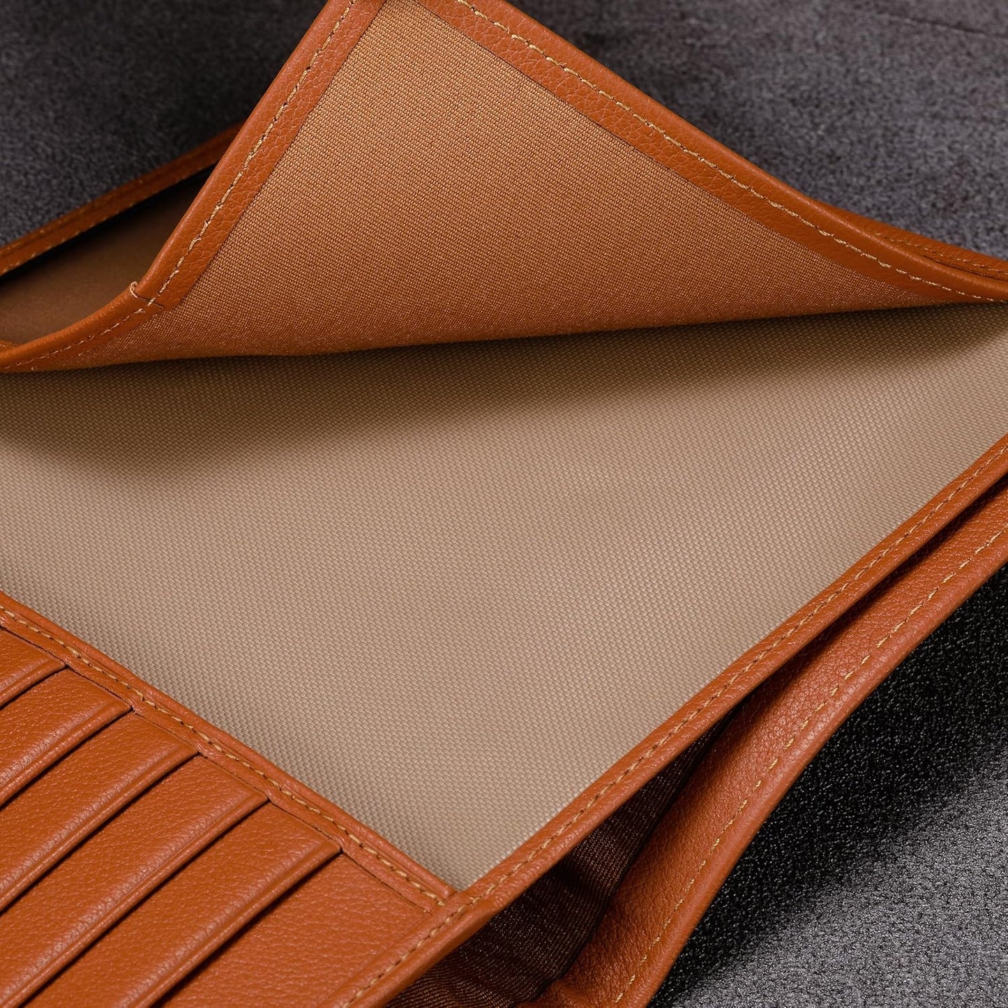 HISCOW Italian Leather Passport Holder for Travel - RFID Blocking Wallet Cover with Secure Organizer for Men & Women, US & Foreign Trips, Tan