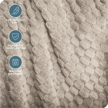 Bare Home Textured Fleece Blanket - Twin/Twin Extra Long - Ultra-Soft Lightweight for Bed, Sofa, and Couch - Luxury Microplush - Cozy Warm Blanket (Twin/Twin XL, Waffle Oyster)