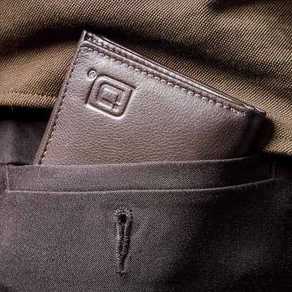ID Stronghold Men's Leather Trifold Wallet - RFID Blocking - Brown Wallet with Gift Box