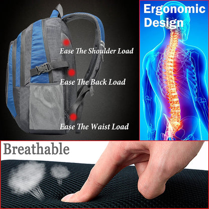 ProEtrade Backpack Bookbag for College Sturdy Travel Business Hiking Fit Laptop Up to 15.6 Inch Multi Compartment Gifts for Men Women Night Light Reflective (Blue)