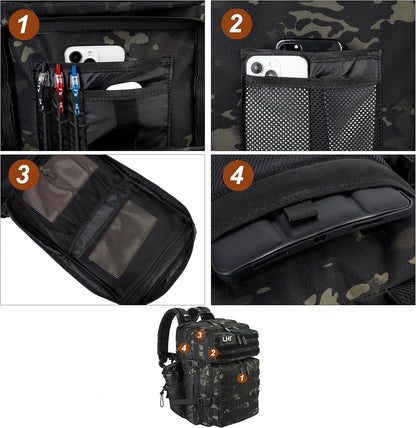 LHI Military Tactical Backpack for Men and Women 45L Army 3 Days Assault Pack Bag Large Rucksack with Molle System - Black CP